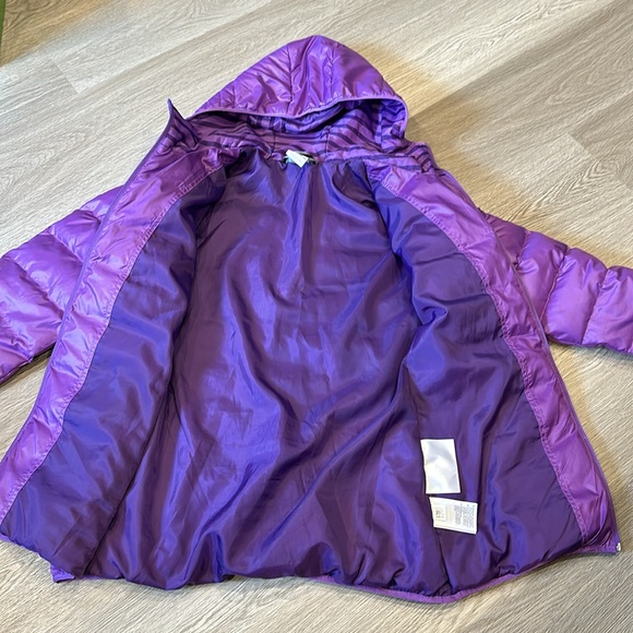 Vintage ADIDAS 2000s Y2K Duck Down Feather Puffer Purple Hooded Jacket - Picture 3 of 6